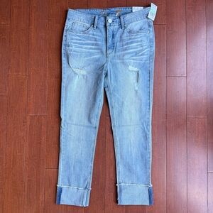 Women's Brand New w/Tags Seven7 Blue Distressed High Rise Cuffed Cropped Jeans‎